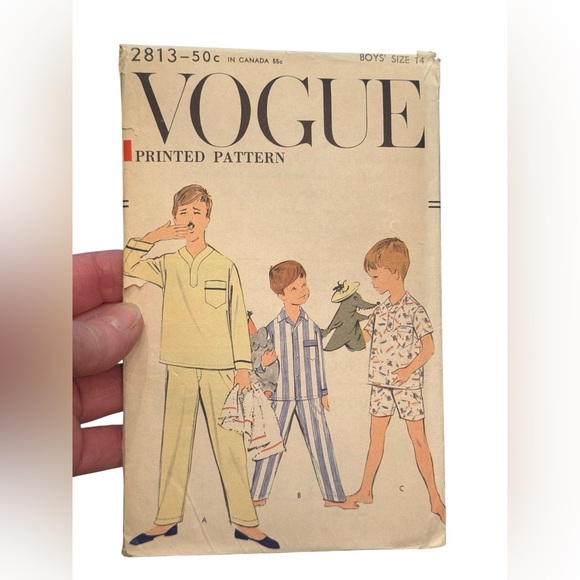 Vogue #2813 Vintage C1950s Kids Pajamas Set Sewing Pattern UNCUT SZ 14 - Picture 1 of 2